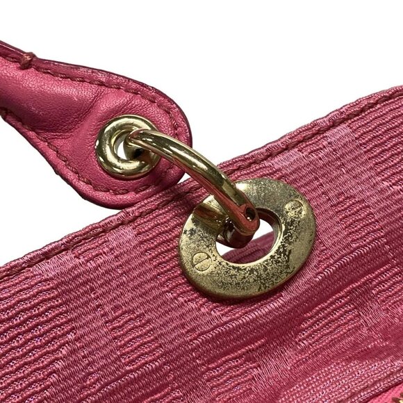 Auth DIOR/ChristianDior Cannage Stitch Pink Jacquard Leather Handbag - Picture 9 of 16